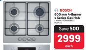 Bosch 600mm 4 Burner 4 Series Gas Hob PGP6B5B62Z