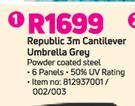 Republic 3m Cantilever Umbrella Grey 