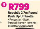 Republic 2.7m Round Push Up Umbrella
