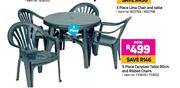 5 Piece Cenplast Table 90cm & Ribbed Chairs