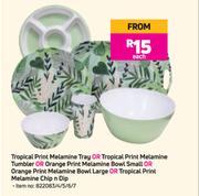 Tropical Print Melamine Tray Or Tropical Print Melamine Tumbler-Each