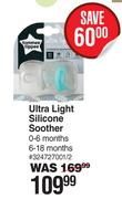Tommee Tippee Ultra Light Silicone Soother 0-6 Months/6-18 Months