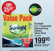 Sunlight 5 In 1 Automatic Dishwashing Tablets Value Pack 56 Pack
