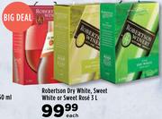 Robertson Dry White, Sweet White Or Sweet Rose-3L Each
