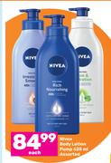Nivea Body Lotion Pump Assorted-625ml Each