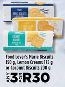 Food Lover's Marie Biscuits 150g, Lemon Creams 175g Or Coconut Biscuits 200g-For Any 3
