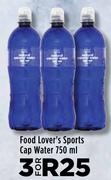 Food Lover's Sports Cap Water-For 3 x 750ml
