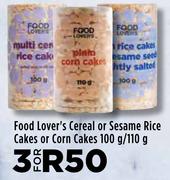 Food Lover's Cereal Or Sesame Rice Caskes Or Corn Cakes-For 3 x 100g/110g