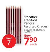 Steadtler Tradition Pencils Assorted (Grades B, 2B, 3B, 4B, 6B, HB, H, H2, H3, H4)-Each