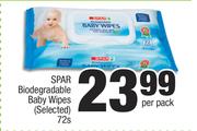Spar Biodegradable Baby Wipes (Selected)-72's Per Pack