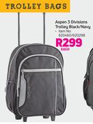 Aspen 3 Divisions Trolley Black/Navy-Each