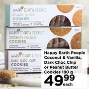 Happy Earth People Coconut & Vanilla, Dark Choc Chip Or Peanut Butter Cookies-180g Each