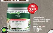 Lifestyle Food Organic, Cold Pressed, Virgin Coconut Oil-1L