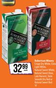 Robertson Winery Crispy Dry White,Extra Light White,Natural Sweet White,Natural Sweet Rose-1Ltr Each