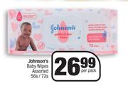Johnson's Baby Wipes Assorted-56s/72s Per Pack