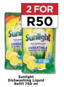 Sunlight Dishwashing Liquid Refill-For 2 x 750ml