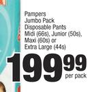 Pampers Jumbo Pack Disposable Pants Midi(66s),Junior(50s),Maxi(60s) orExtra Large(44s)-Per Pack
