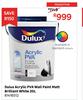 Dulux 20L Matt Brilliant White Acrylic PVA Wall Paint 81416512