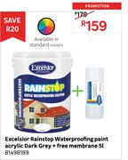 Excelsior 5L Rainstop Waterproofing Paint Acrylic Dark Grey + Free Membrane 81498189