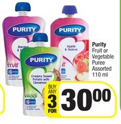 Purity Fruit Or Vegetable Puree Assorted-For 3 x 110ml