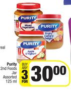 Purity 2nd Foods Jar Assorted-For 3 x 125ml