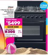Univa 4 Burner Gas Stove With Gas Oven UG016BI