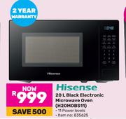 Hisense 20L Black Electrionic Microwave Oven H20MOBS11