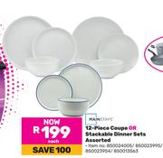 Mainstays 12 Piece Coupe Or Stackable Dinner Sets Assorted-Each