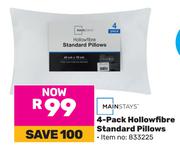 Mainstays 4 Pack Hollowfibre Standard Pillows