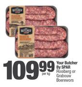 Your Butcher By Spar Rooiberg Or Grabouw Boerewors-Per Kg