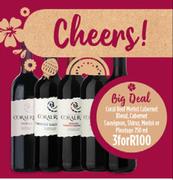 Coral Reef Merlot Cabernet Blend, Cabernet Sauvignon, Shiraz, Merlot Or Pinotage-3x750ml