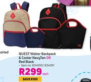 Quest Walter Backpack & Cooler Navy Tan Or Red Black-Each