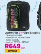 Graffiti Green Or Purple Backpack-Each