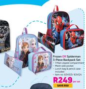  Frozen Or Spiderman 3 Piece Backpack Set-Per Set