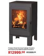 Eco Design Panadero 6.3Kw Alina Black Wood Burning Fireplace 680mm x 360mm x 443mm