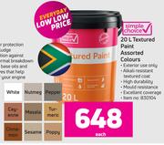 Simple Choice 20L Textured Paint Assorted Colours-Each