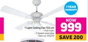 Logik 1 Light Ceiling Fan 132cm