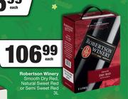 Robertson Winery Smooth Dry Red,Natural Sweet Red Or Semi Sweet Red-3L Each