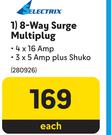 Electrix 8 Way Surge Multiplug