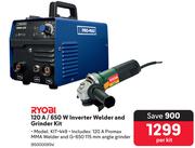 Ryobi 120A/650W Inverter Welder & Grinder Kit KIT-449-Per Kit