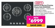 Defy Gemini 5 Burner Precise Flame Hob DHG905