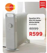 Equation 9 Fin Mini 900W White Oil Heater 81484869