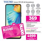 Tecno Camon 17P LTE 4G Smartphone-On 1GB Red Top Up Core More Data