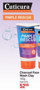 Cuticura Pimple Rescue Charcoal Face Wash Clay-150g