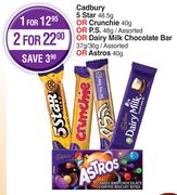 Cadbury 5 Star 48.5g Or Crunchie 40g-For 2
