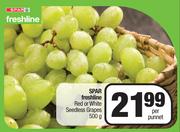 Spar Freshline Red Or White Seedless Grapes-500g Per Punnet