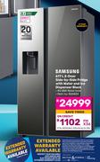 Samsung 617L 2-Door Side-By-Side Fridge With Water And Ice Dispenser (Black)