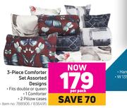 3 Piece Comforter Set Assorted Designs-Per Pack