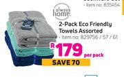 Always Home 2 Pack Eco Friendly Towels Assorted-Per Pack