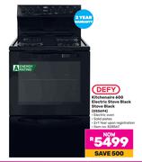 Defy Kitchaire 600 Electric Stove Black Stove DSS694
